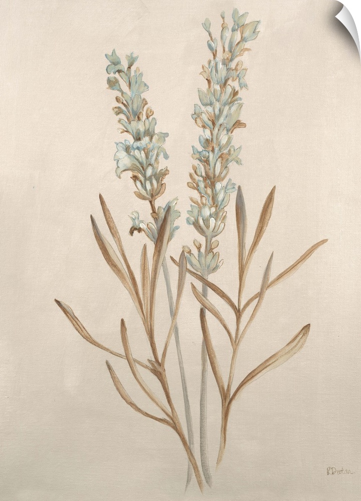 Contemporary painting of a flower against a beige background.