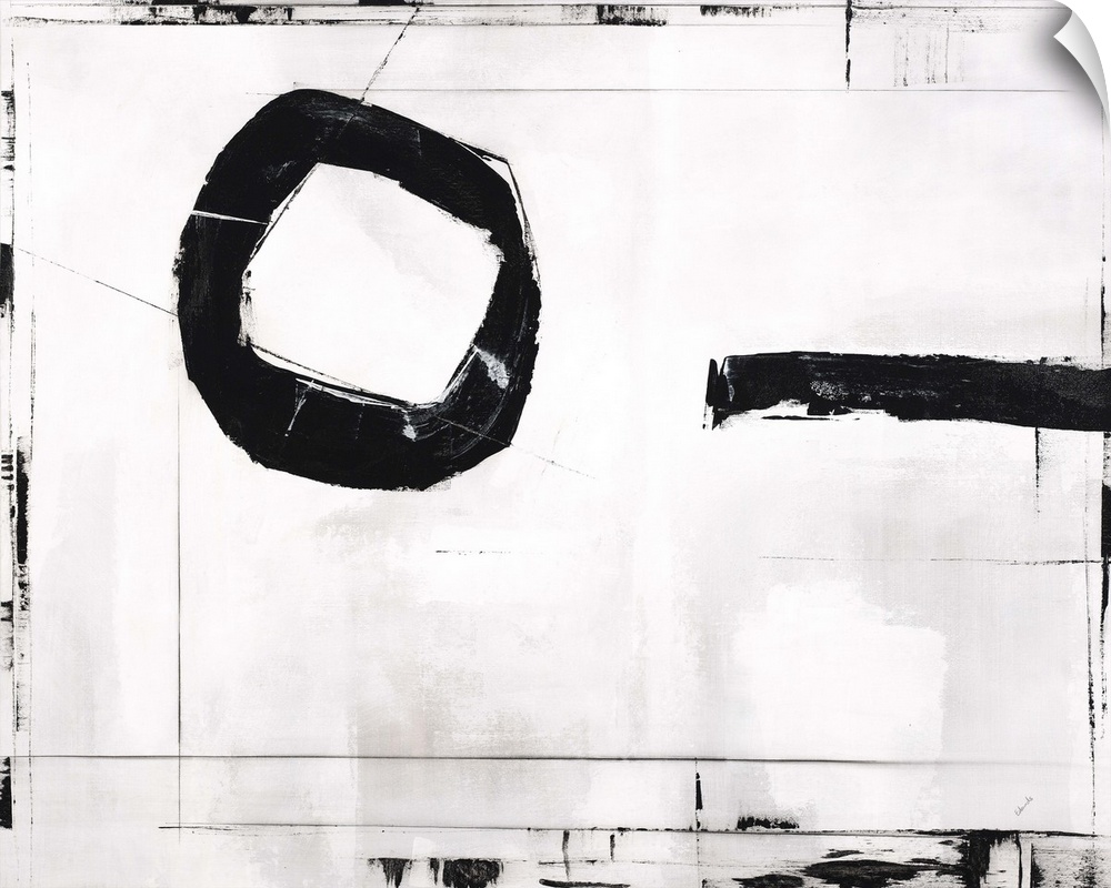 Contemporary abstract painting using black and white.