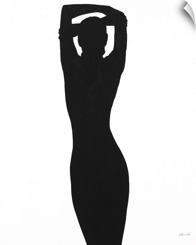 Contemporary painting of a silhouetted female form.