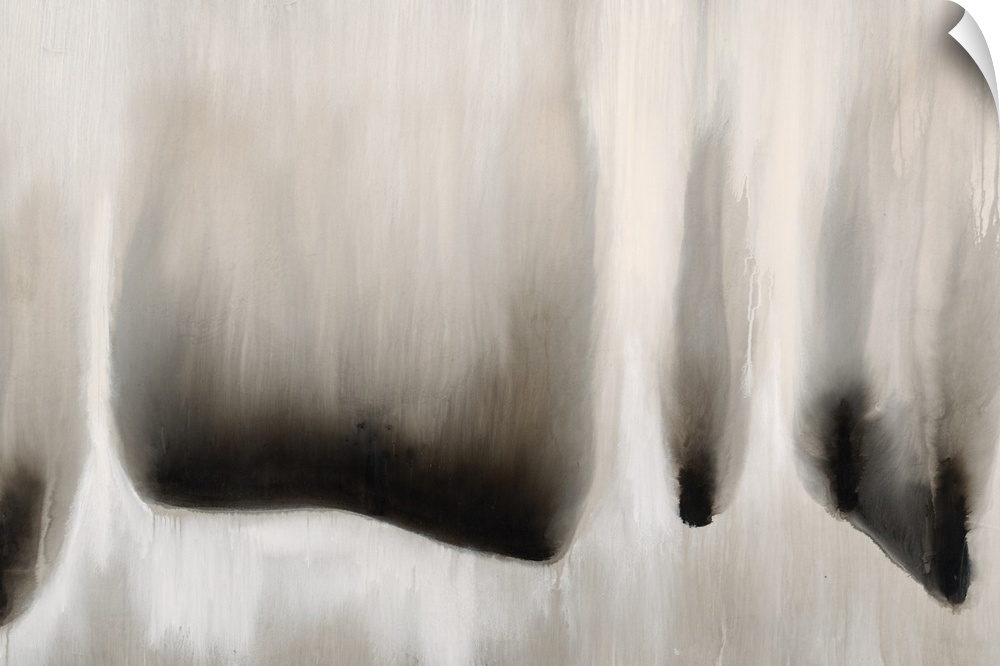 Abstract artwork in neutral grey tones resembling falling water.