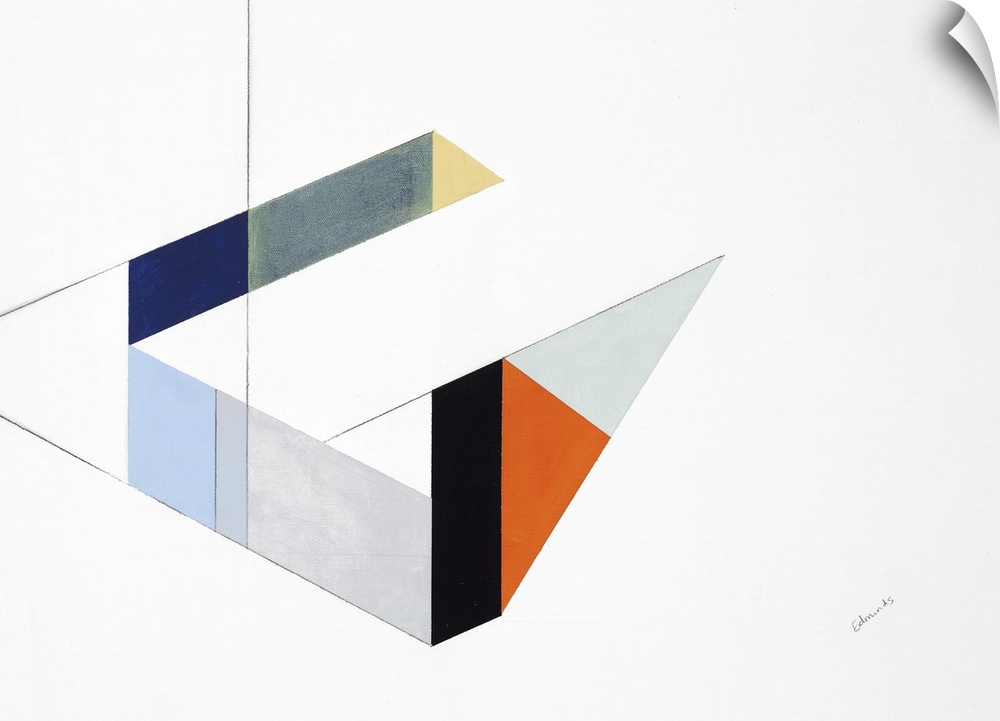 A simple painting of geometric shapes in a zigzag of multi-colors.