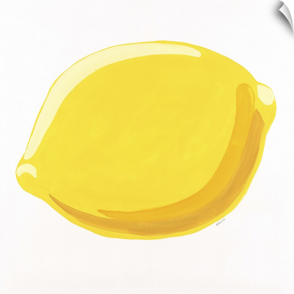 Simple cheerful painting of a single lemon.