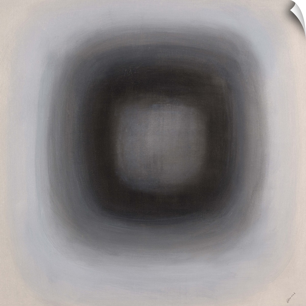 Abstract painting of a faded and blurry rounded square fading in the distance.