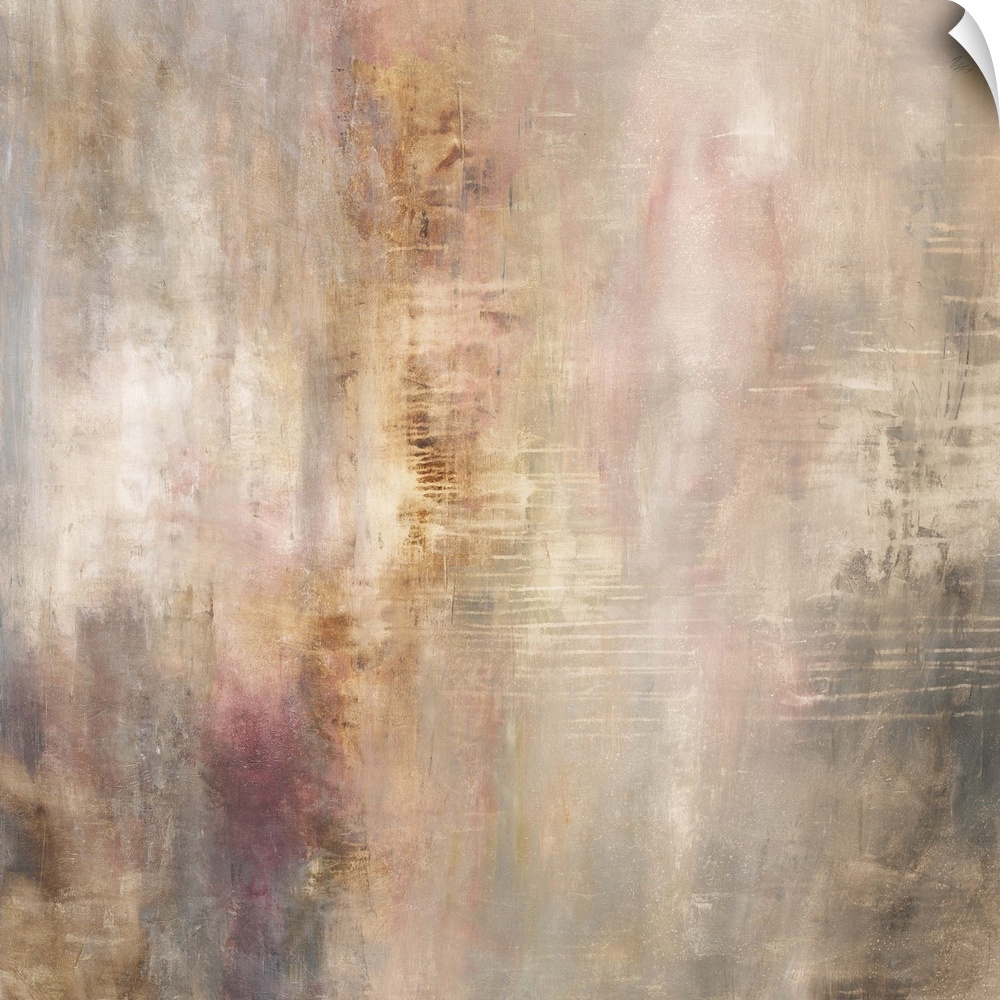 Contemporary abstract painting in different shades of pale pink and brown.