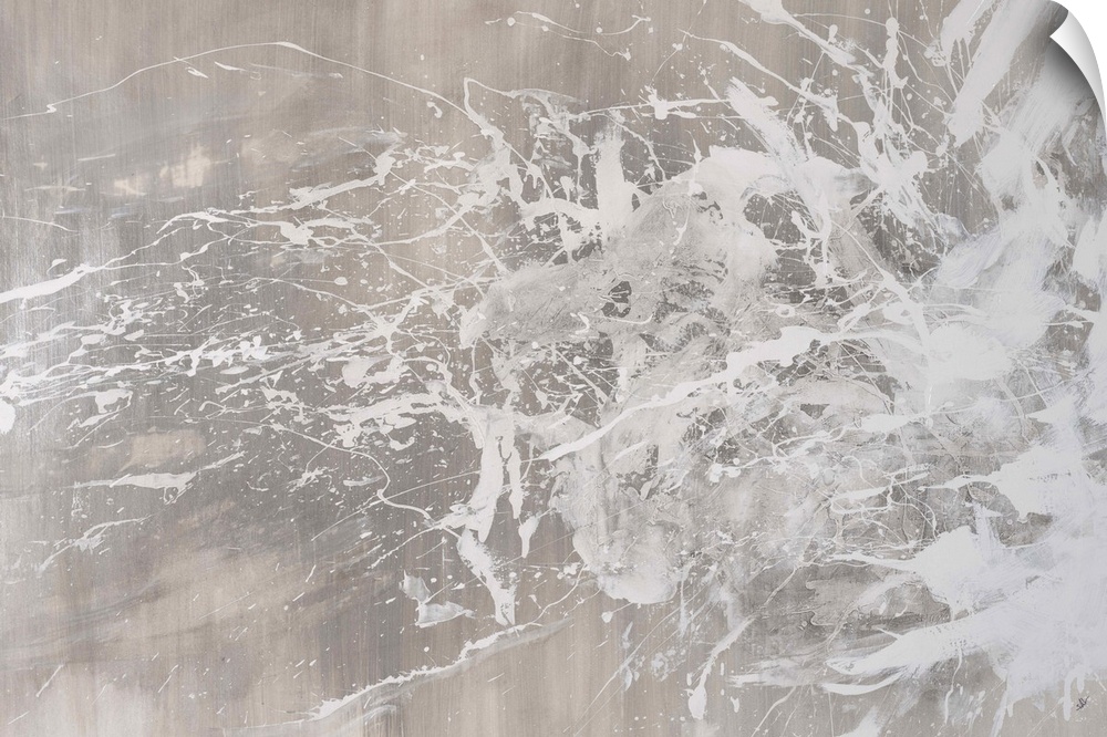 Contemporary painting in pale grey splashes.