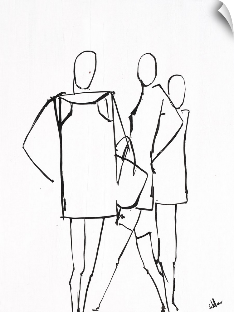 Contemporary figurative artwork of human forms in simple structure against a white background.