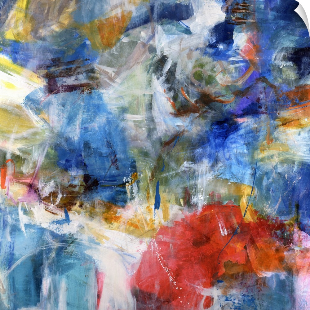 Abstract painting of lots of colors and brushstrokes put together to create a Contemporary abstract art piece