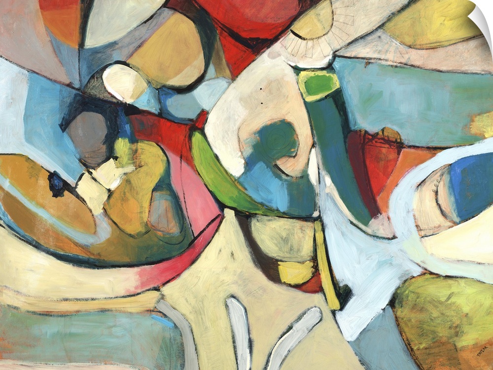 Contemporary abstract painting using a full range of color and shape.