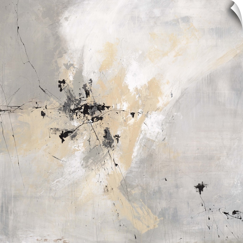 Contemporary abstract artwork in pale shades of grey and beige.