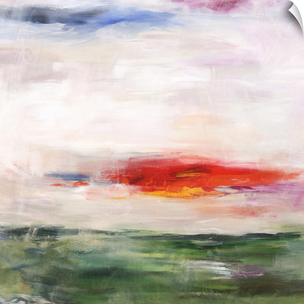 Contemporary abstract painting resembling a landscape.