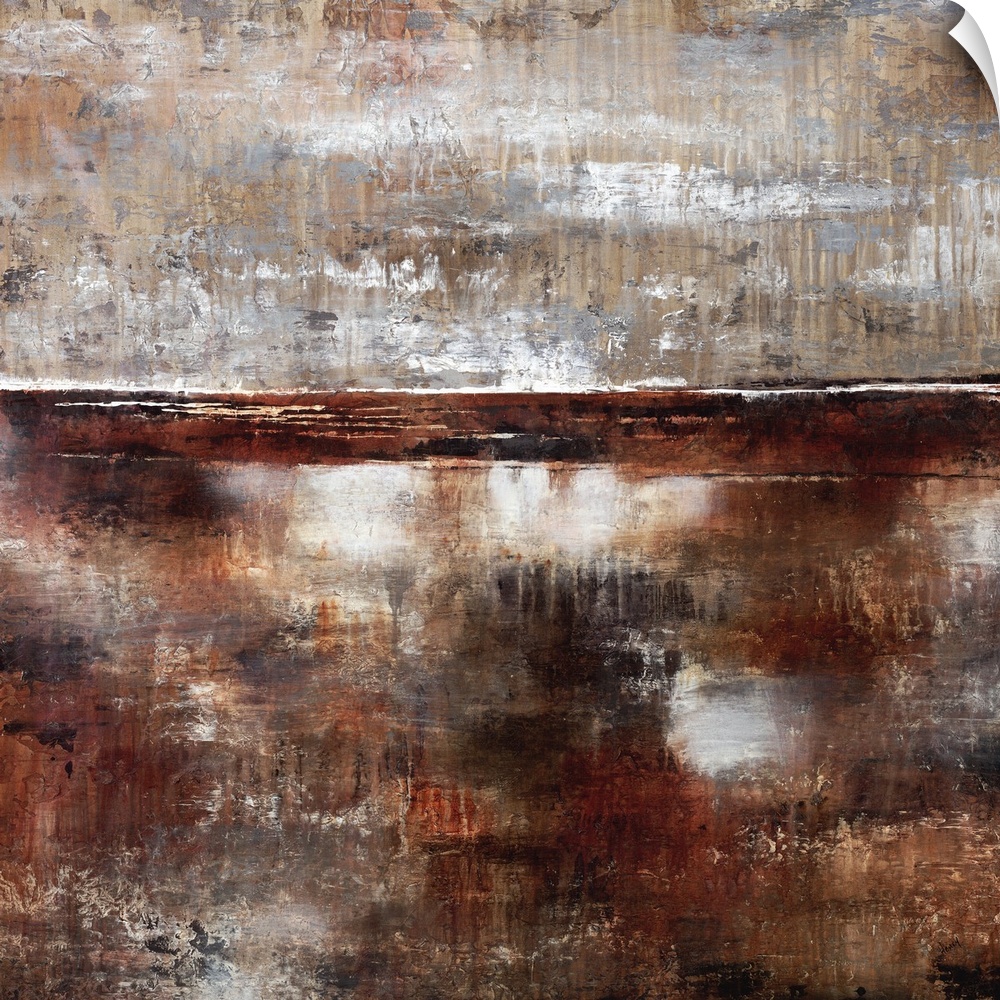 Contemporary abstract painting using dark brown earthy tones.