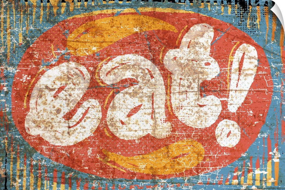 Large Eat word with a distressed rusty background.