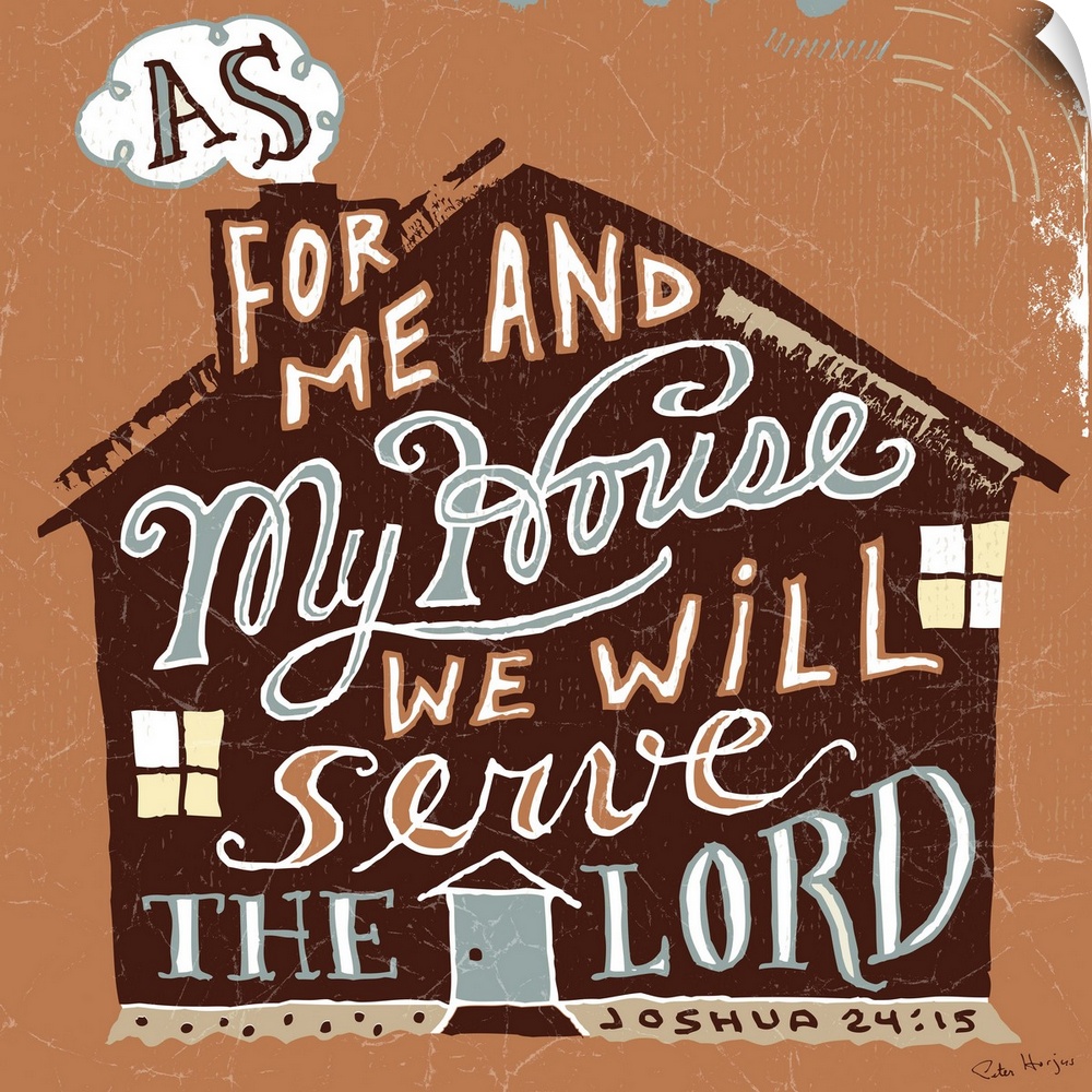 Illustration of a Bible verse handwritten in the shape of a house.