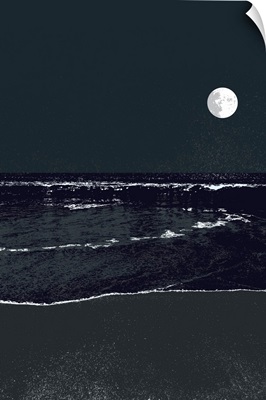 Moonrise Over Calm Ocean