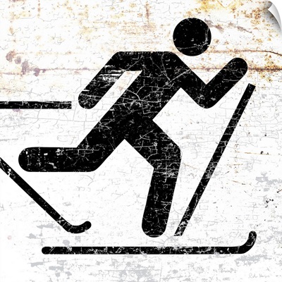 Old and Worn Cross Country Skier Sign