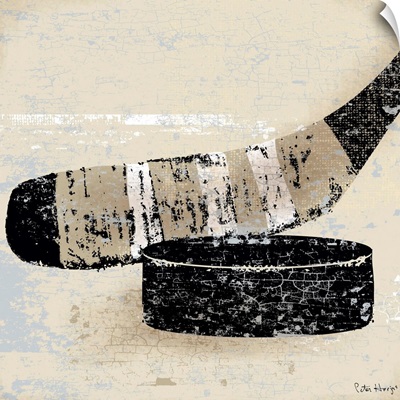 Vintage Hockey Stick and Puck