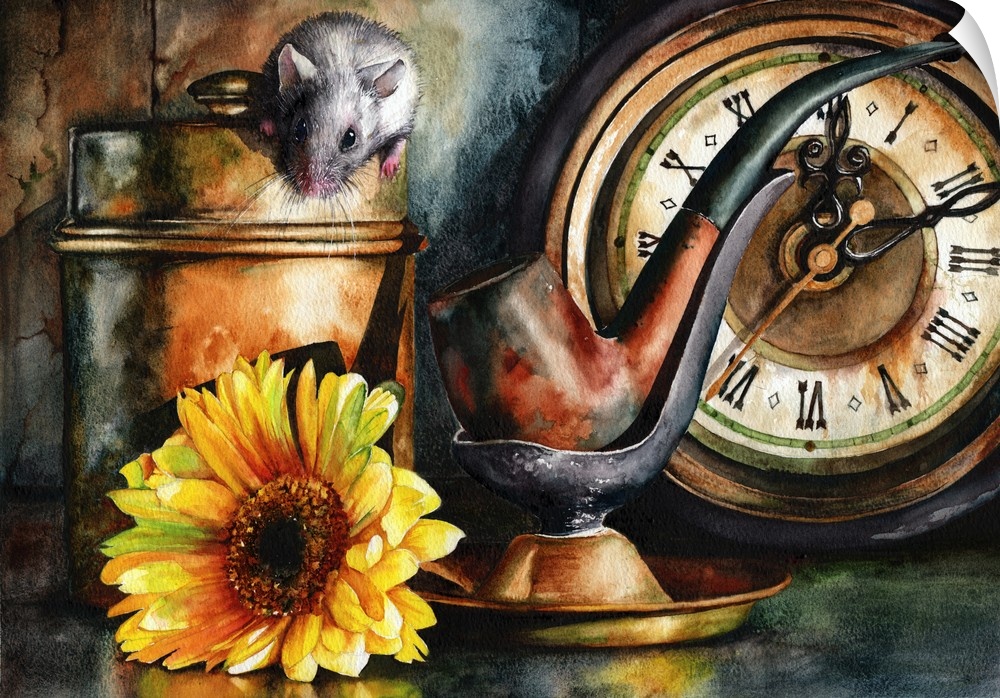 A still life painting with a retro feel to it. Originally painted with watercolour.