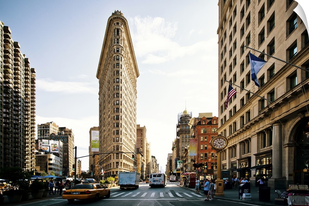 View of the Flatiron Building from a distance, in afternoon light.