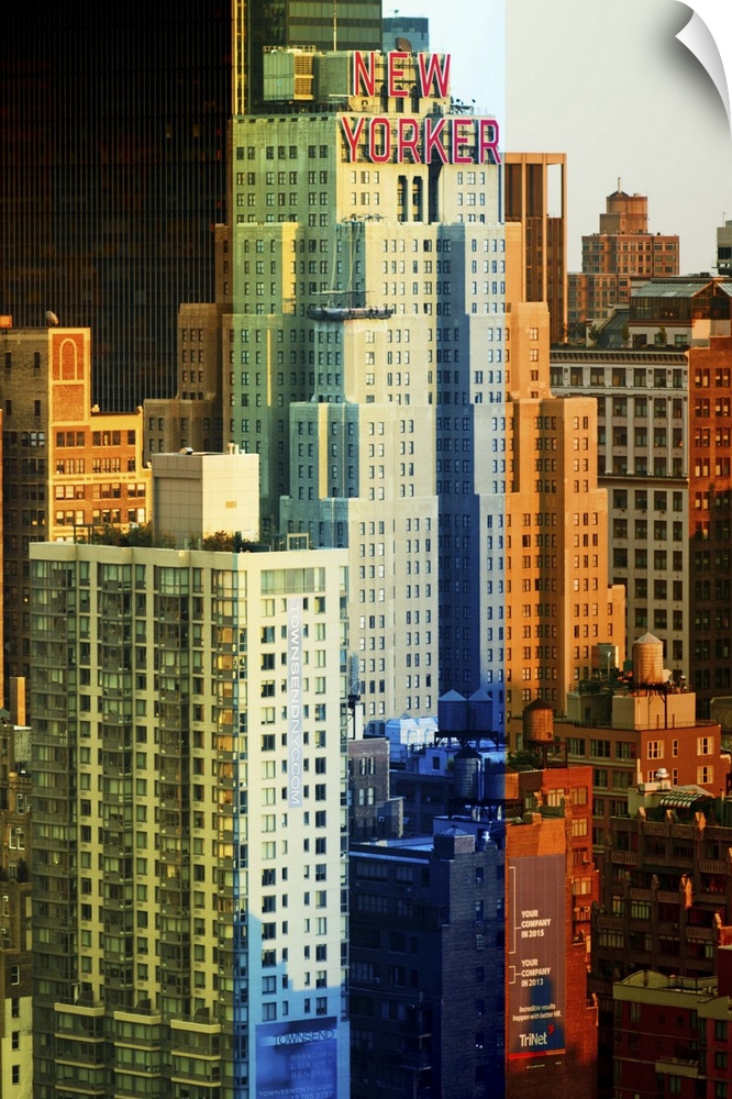 Fine art photo of skyscrapers in New York City with artistic color blocks.