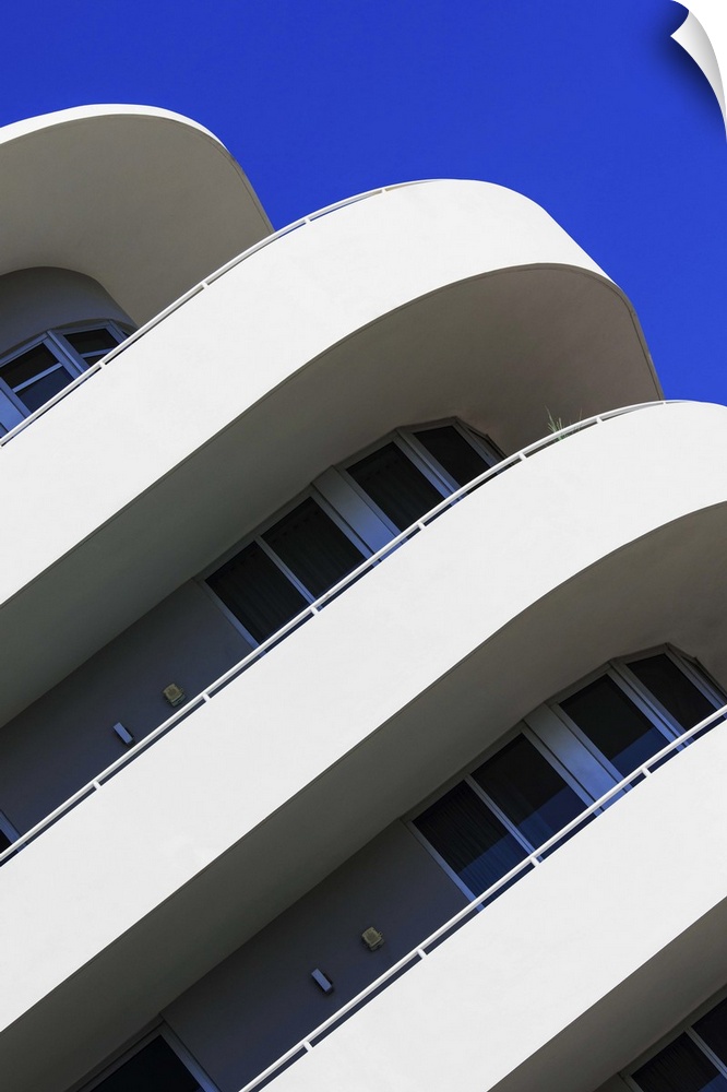 Abstract photo of balconies on an Art Deco style building in Miami Beach, Florida.