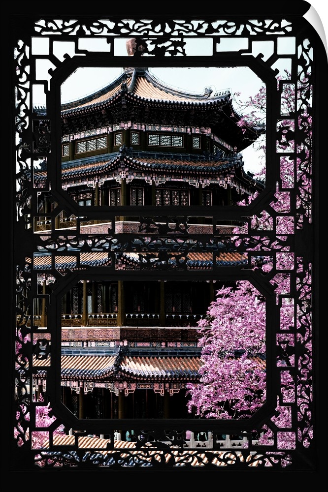 Asian Window, Pink Summer Temple, China 10MKm2 Collection.