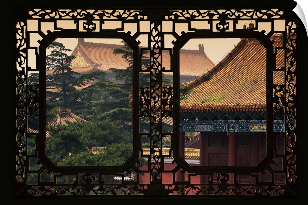 Asian Window, Roofs of Forbidden City at Sunset, Beijing, China 10MKm2 Collection.