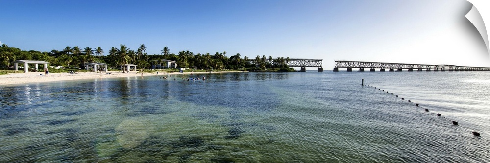 Bridges help traffic cross the ocean in Bahia Honda, Florida.
