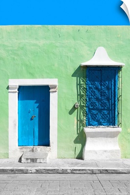 Campeche, Blue and Green Facade