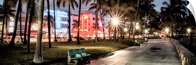 Colorful Street Life, Ocean Drive by Night, Miami