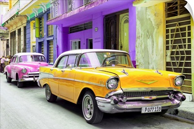 Cuba Fuerte Collection - Old Cars Chevrolet Yellow and Pink