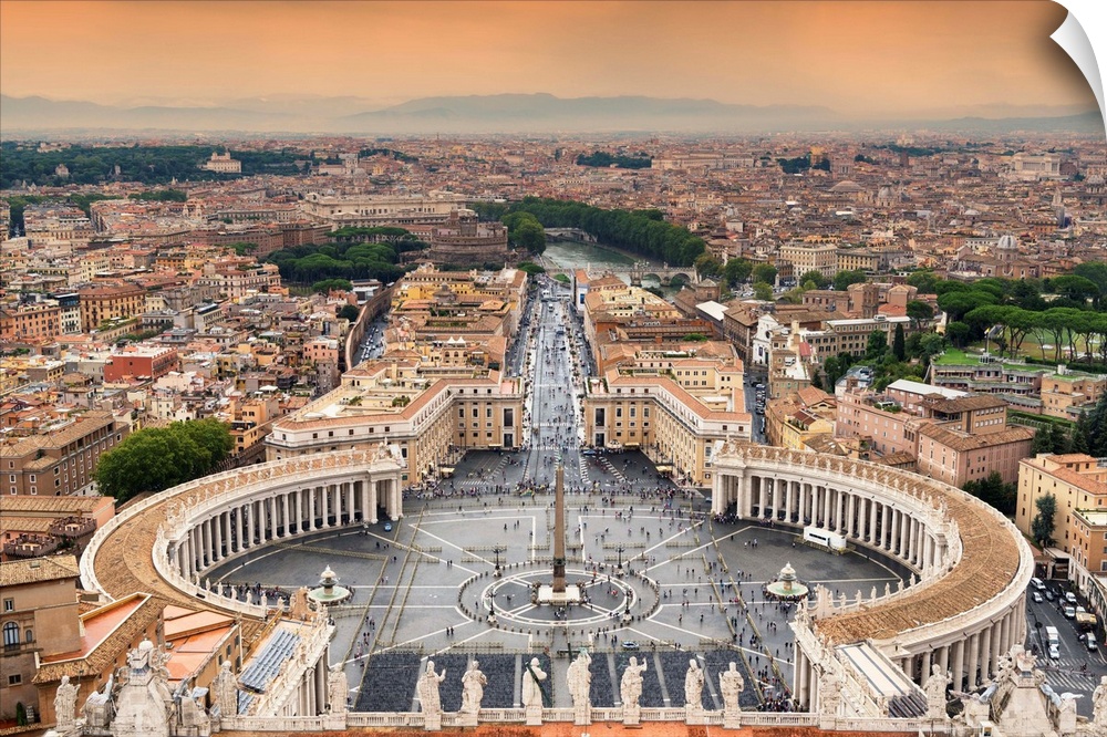 It's a view of the Vatican City at sunset.