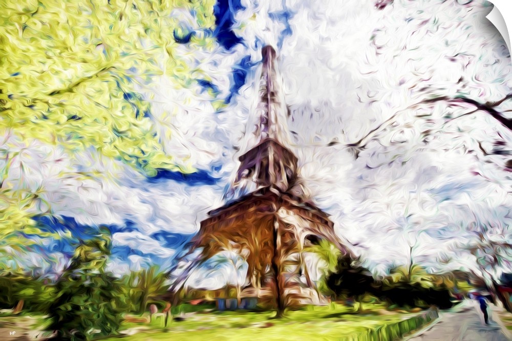 Photograph of Paris, France with a painterly effect.