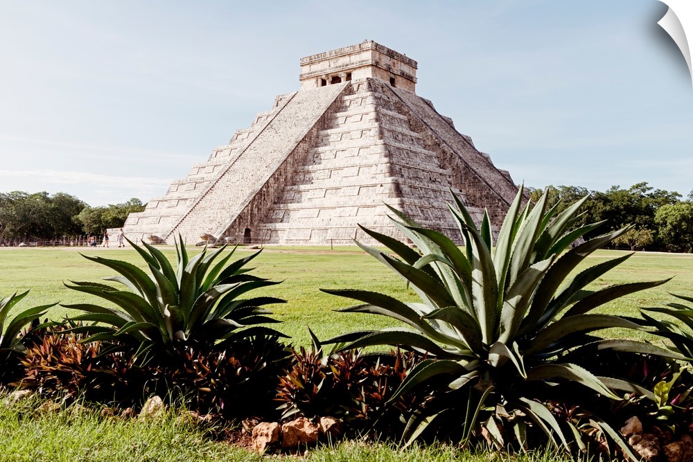 Photograph of the El Castillo Pyramid in Chichen Itza, Mexico. From the Viva Mexico Collection.