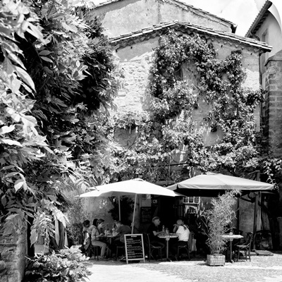 France Provence Square Collection - Provencal Restaurant II B&W