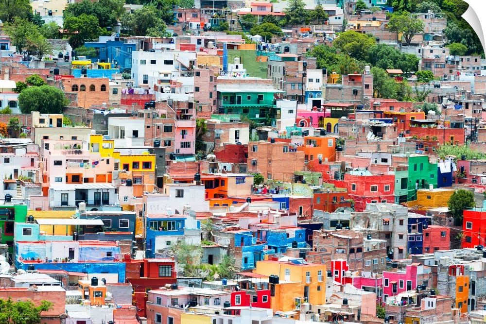 Colorful cityscape photograph of Guanajuato, Mexico. From the Viva Mexico Collection.