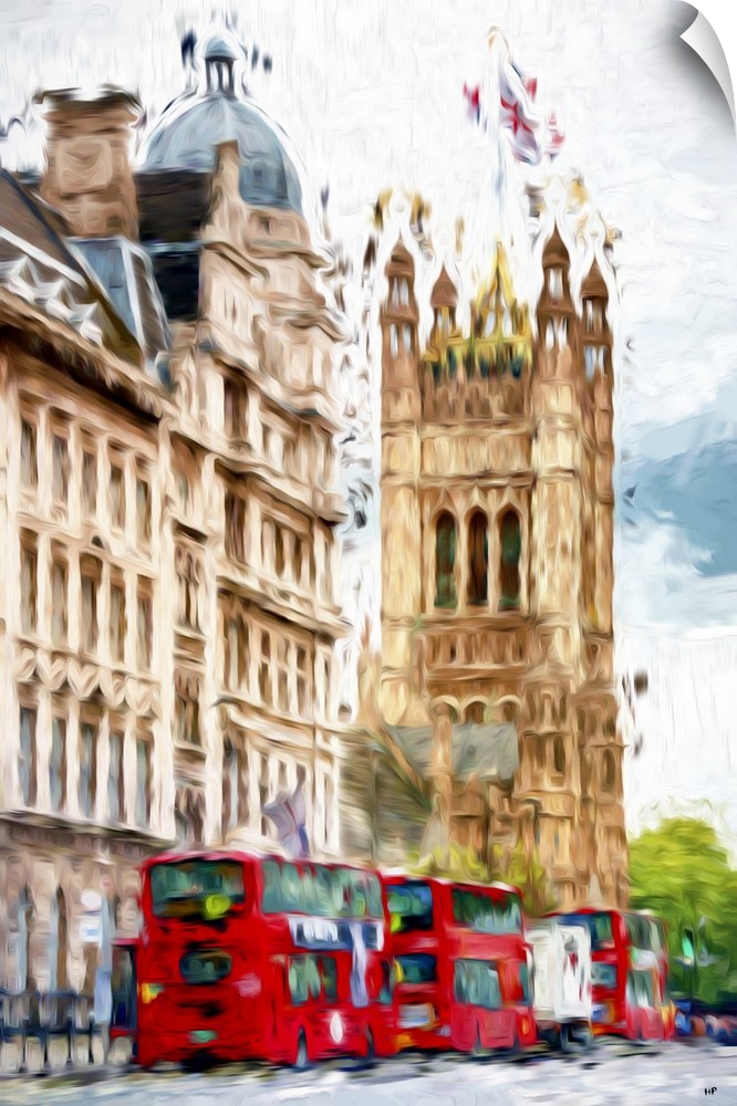 Photograph of London, England with a painterly effect.
