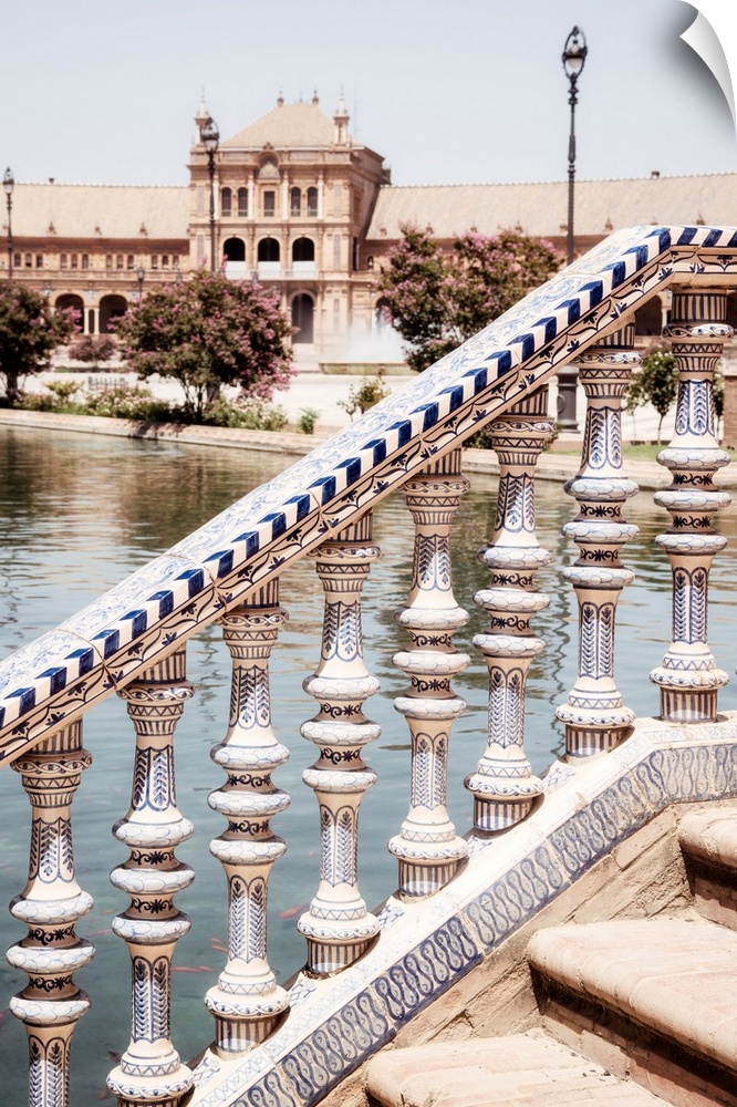 It's a detail of the bridge decorated with ceramics on the Plaza de Espana in Seville (Spain).