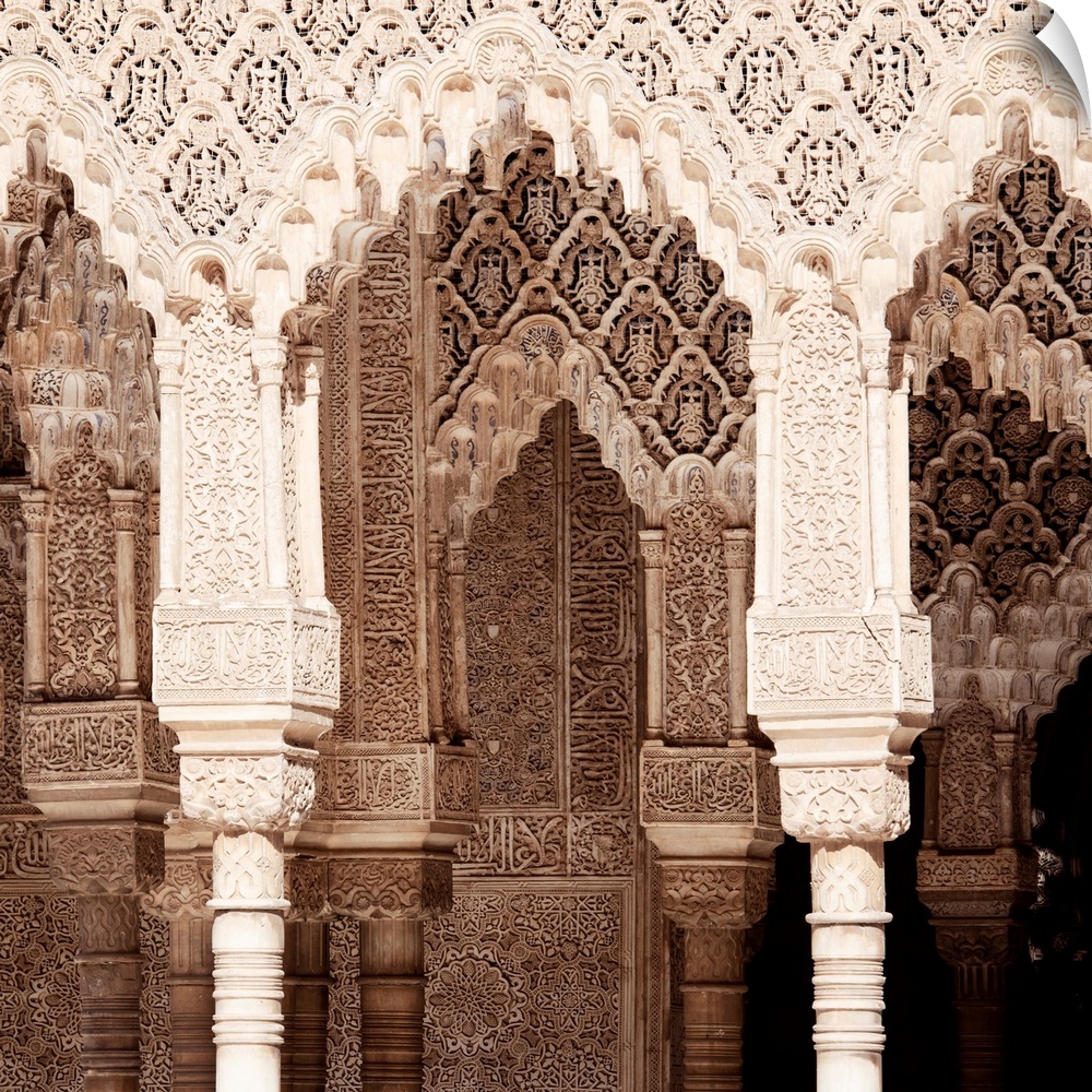 It's a detail of the court of the Lions in the Alhambra of Granada (Spain).