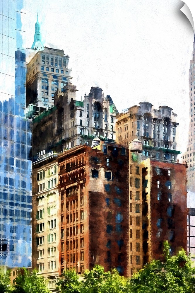 Photograph with a painterly effect of Manhattan, New York city.