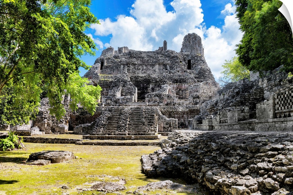 Landscape photograph of ancient Mayan Ruins in Mexico. From the Viva Mexico Collection.