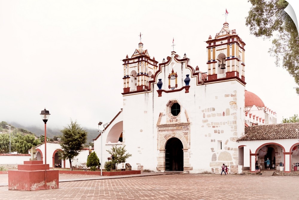 Photograph of a church in Mexico on an overcast day. From the Viva Mexico Collection.