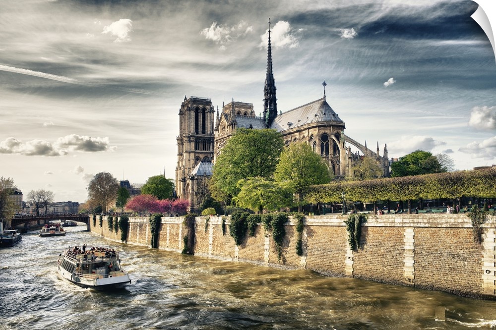 Fine art photo of the Notre Dame Cathedral from the River Seine.