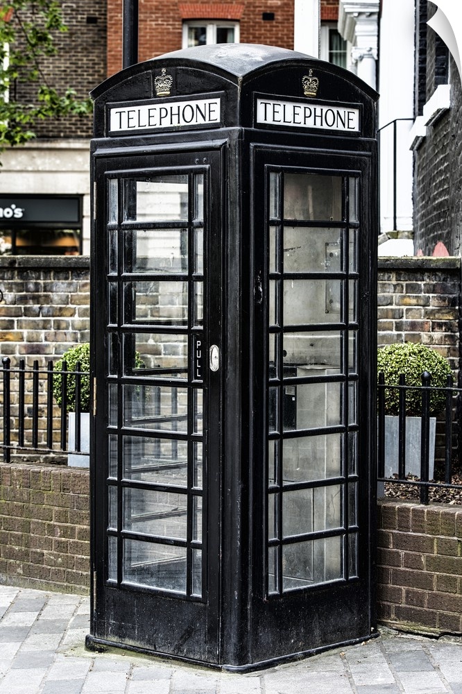 Fine art photo of a London phone booth, unusually painted black.