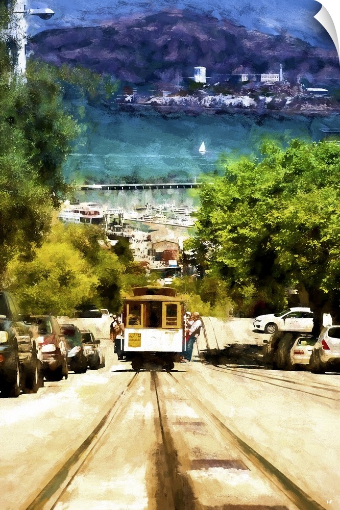 A photograph with a painterly effect of San Francisco, California.