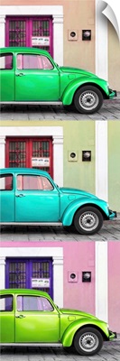 Three VW Beetle Cars with Colors Street Wall XXIX