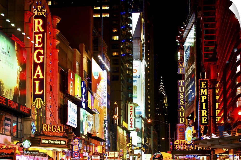 Fine art photo of Times Square full of colorful neon signs.