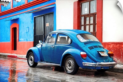 VW Beetle and Blue Wall