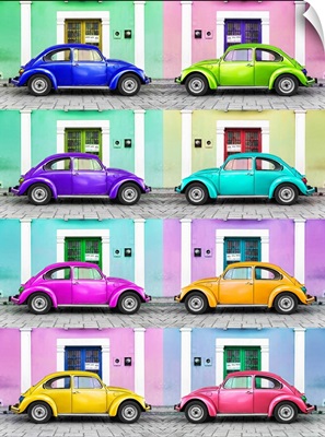 VW Beetle Cars with Colors Street Wall