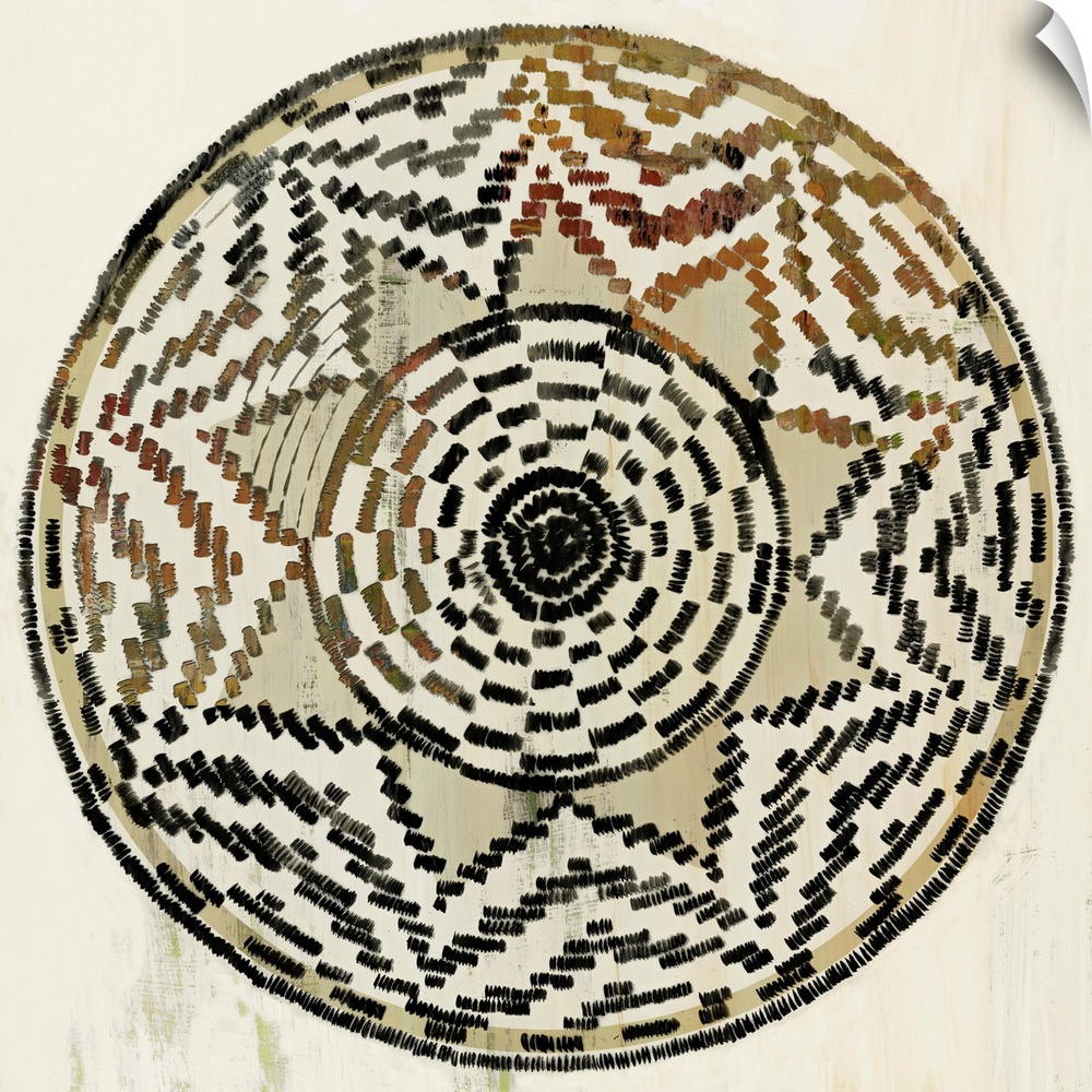 Africa-inspired radial pattern in warm earth tones.