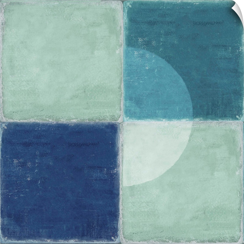 Tile pattern in various shades of blue from teal to navy.